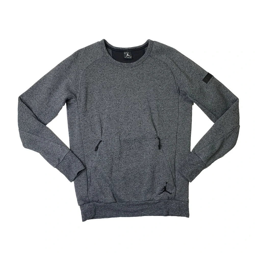 Air Jordan Sweatshirt Mens M Medium Grey Icon Fleece Crew Neck Nike Basketball